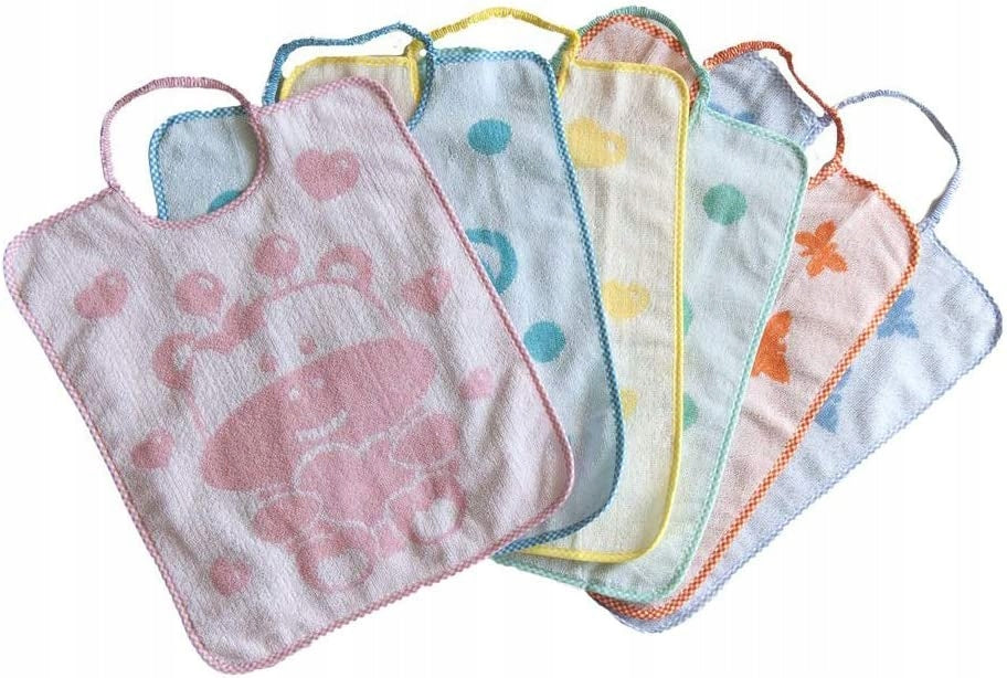 BUBABU śliniak bawełniany x6 33x39cm kolorowe śliniaki bawełniane na gumeczce do karmienia