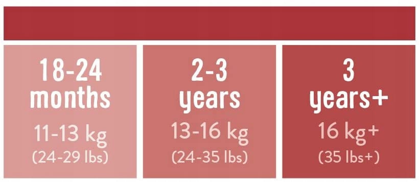 BAMBINO MIO majtki treningowe niebieskie 3 lata+ dla dzieci 16 kg+, tabela rozmiarów 18-24 miesiące, 2-3 lata, 3 lata+