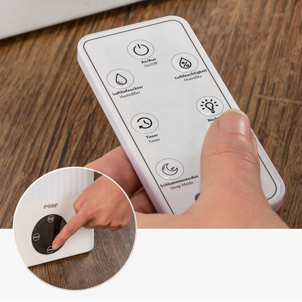Humidificador ultrasónico de aire con luz nocturna y mando a distancia