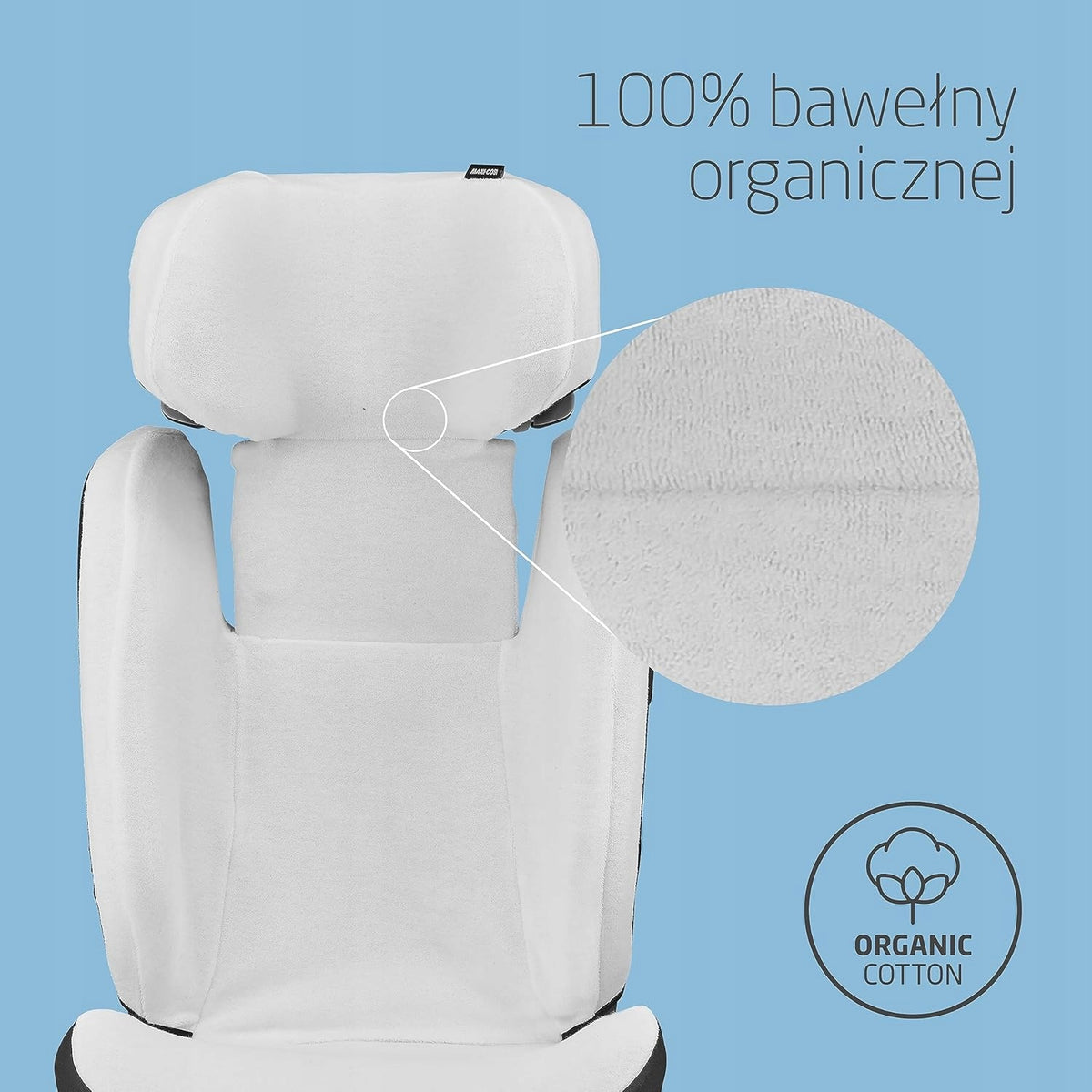 MAXI-COSI pokrowiec - RODIFIX S I-sIZE biały, 100% bawełna organiczna, miękki i chłonny pokrowiec letni na fotelik dziecięcy