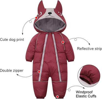 JIAMY mono de invierno con capucha 24-30 meses para bebés