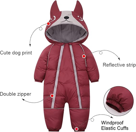 JIAMY mono de invierno con capucha 24-30 meses para bebés
