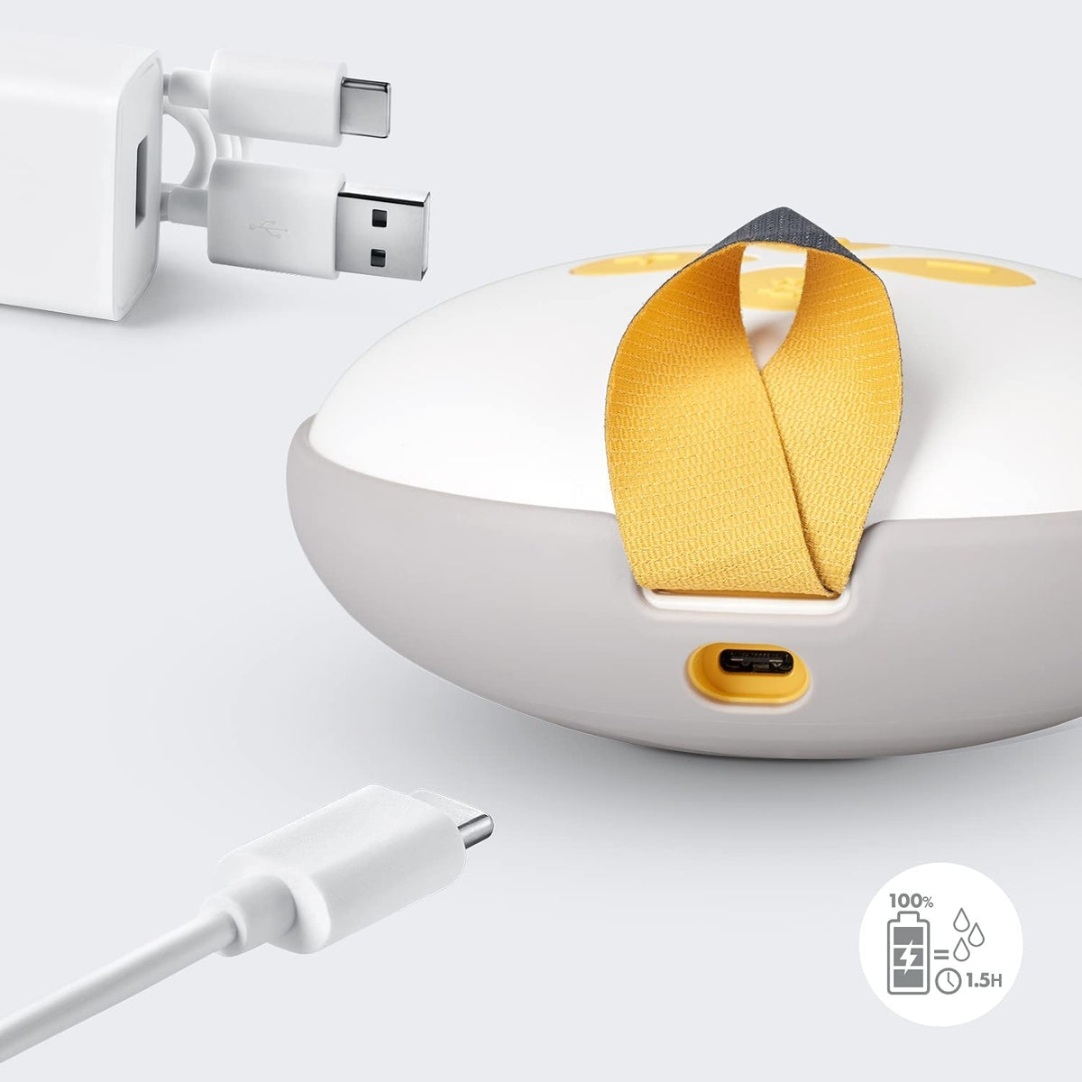 MEDELA Swing Maxi podwójny laktator 2-fazowy, biało-żółty laktator elektryczny z akumulatorem i ładowaniem USB