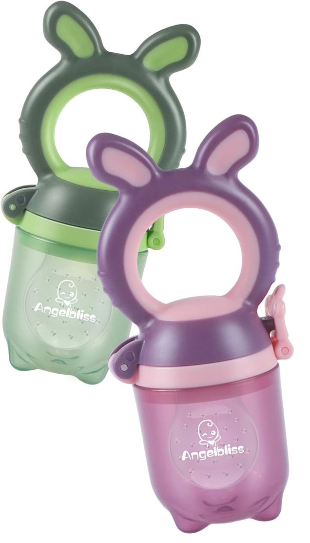 ANGELBLISS mordedor dispensador de frutas para bebés 3-12 meses 2 unidades 6 boquillas