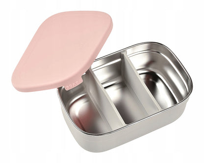 BEABA śniadaniówka lunchbox STAL nierdzewna 760ml z przegrodami, różowy lunchbox ze stali nierdzewnej