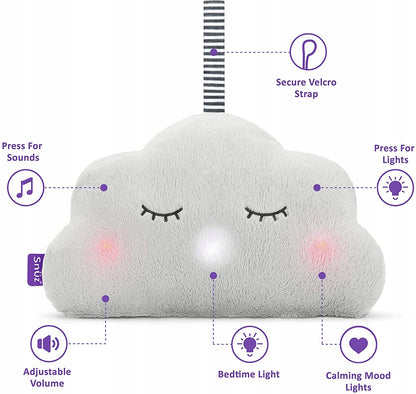 SNUZcloud peluche con sonidos para dormir, latido del corazón y luces para bebés