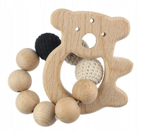 DREWNIANY GRYZAK koala - drewniany gryzak dla dziecka z koralikami, I LOVE MOM, nowy, uszkodzone opakowanie