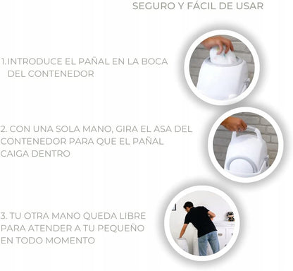 DIAPER CHAMP cubo para pañales con bolsa para basura +/-30 unidades