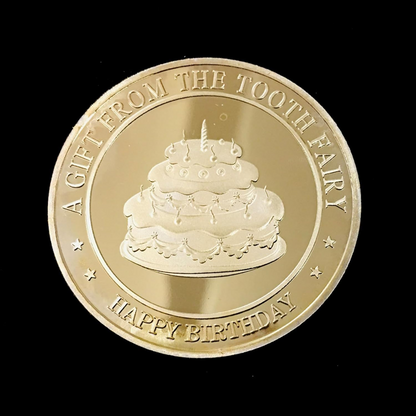 BRADOC Hada de los Dientes moneda metálica dorada para poner bajo la almohada 4 cm TORT