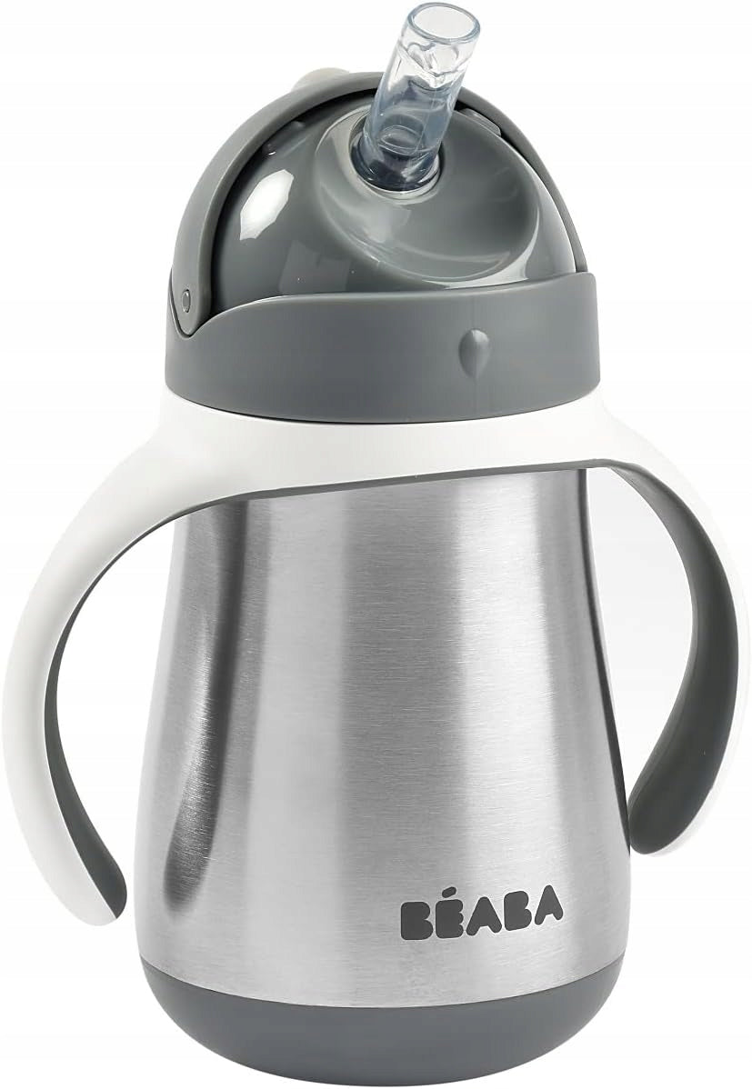 BEABA vaso antiderrame con pajita acero inoxidable 250 ml