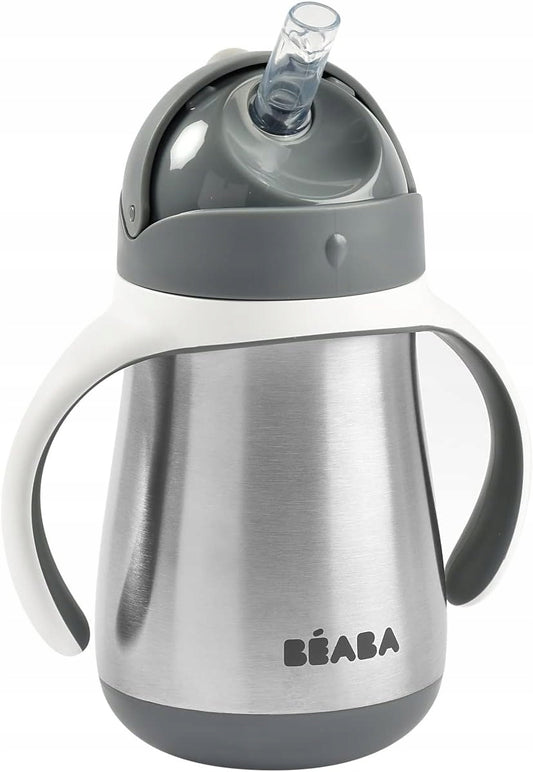 BEABA vaso antiderrame con pajita acero inoxidable 250 ml