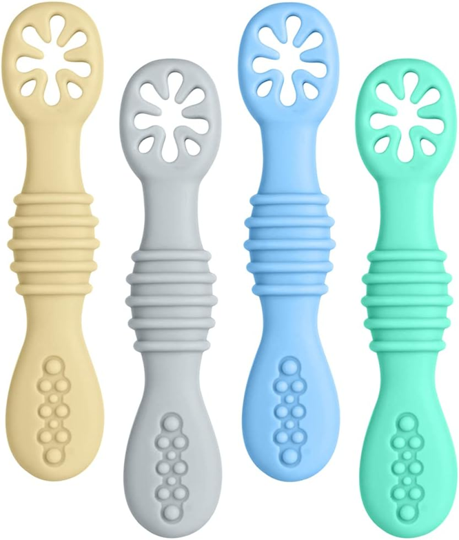 VICLOON juego de cucharas de silicona para alimentos sólidos, 4 unidades, 11 cm