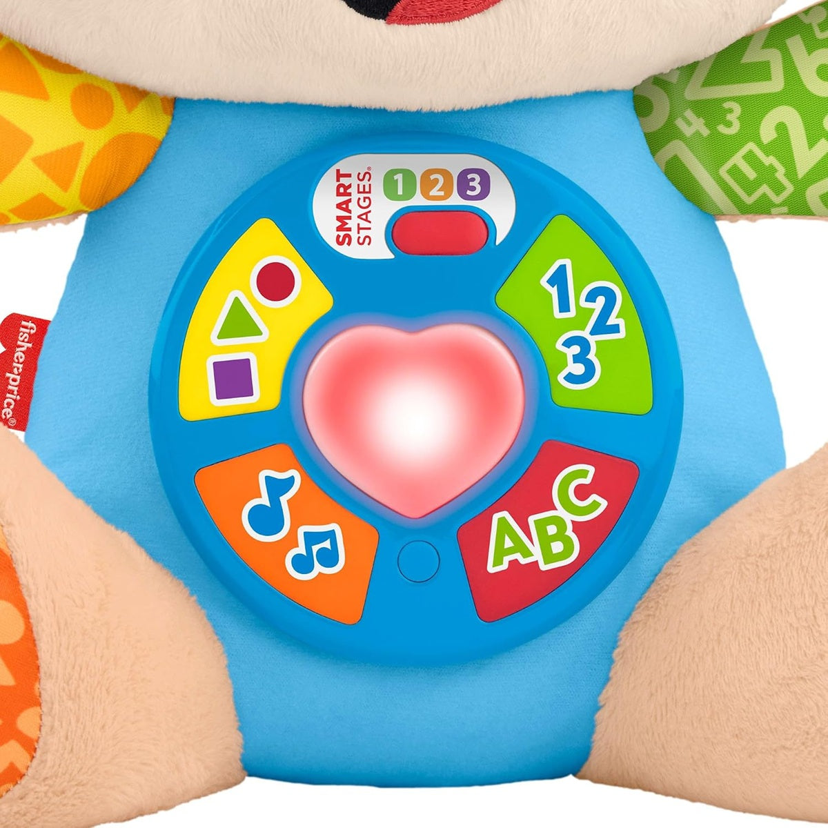 FISHER-PRICE JFD27 szczeniaczek uczniaczek 5 języków PL CZ SK HU ENG z podświetlanym serduszkiem i edukacyjnymi przyciskami