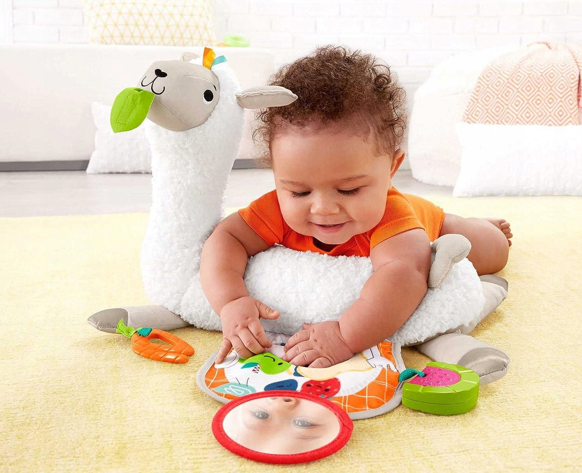 FISHER-PRICE GLK39 Lama do zabawy na brzuszku 34 x 45 cm dla niemowląt, miękka zabawka do aktywności na brzuszku