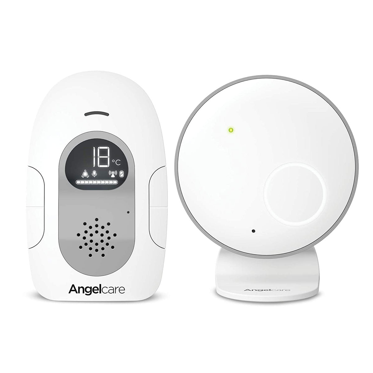 ANGELCARE AC110 cyfrowa niania elektroniczna z lampką nocną, biały zestaw z monitorem i nadajnikiem