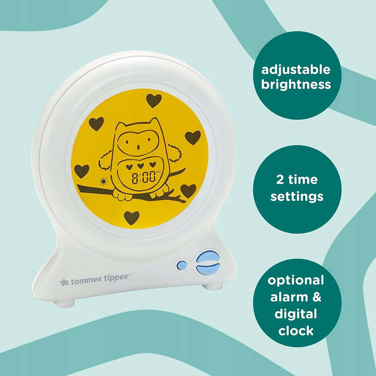 TOMMEE TIPPEE Groclock zegar trener snu 24m+ z regulowaną jasnością, alarmem i cyfrowym zegarem