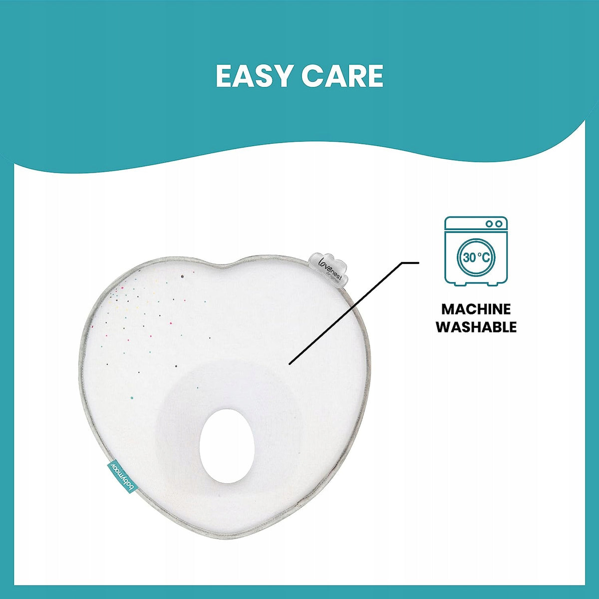 BABYMOOV Lovenest poduszka niemowlęca 0+ ORGANIC, łatwa pielęgnacja, pranie w 30°C