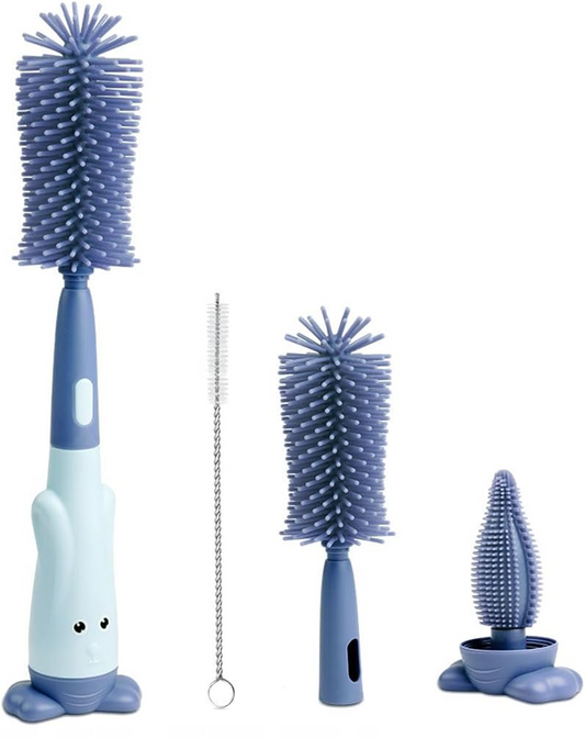 VICLOON set 3 en 1 cepillos de silicona para limpiar biberones, chupetes y pajitas 28cm