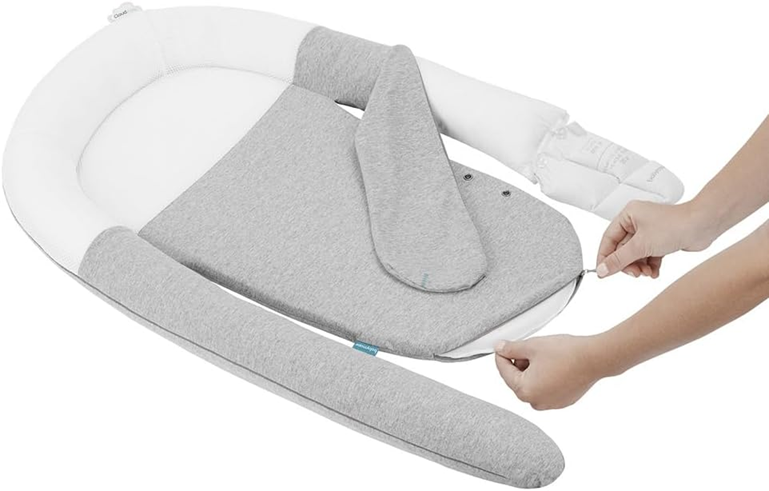 BABYMOOV Babynest kokon poduszka rozgrzewająca, CloudNest z wkładem lnu i regulacją dla niemowląt