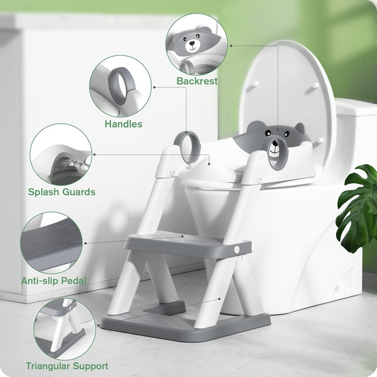 Asiento reductor para inodoro con escalones 2 en 1 para niños