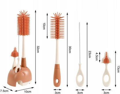 VICLOON set 3 en 1 cepillos de silicona para limpiar biberones, chupetes y pajitas 32cm