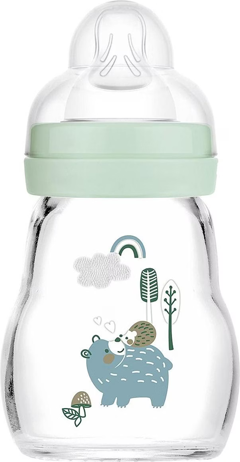 MAM Feel Good biberón de vidrio 170 ml 0 m+ tetina 1
