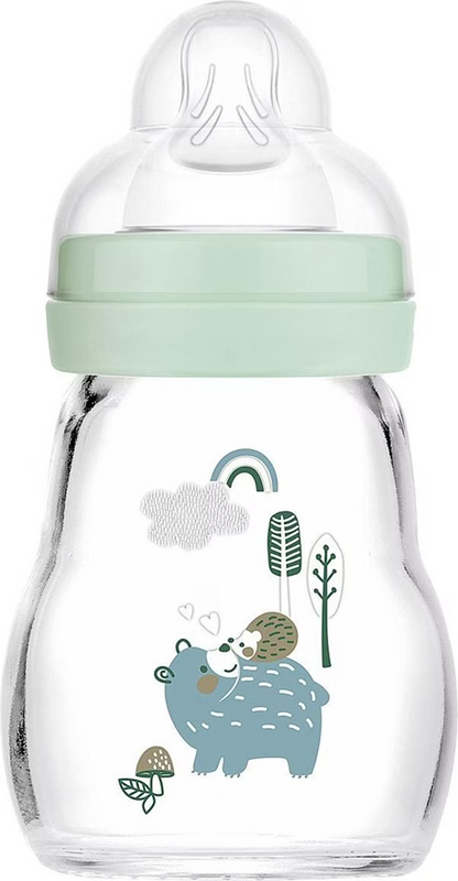 MAM Feel Good biberón de vidrio 170 ml 0 m+ tetina 1