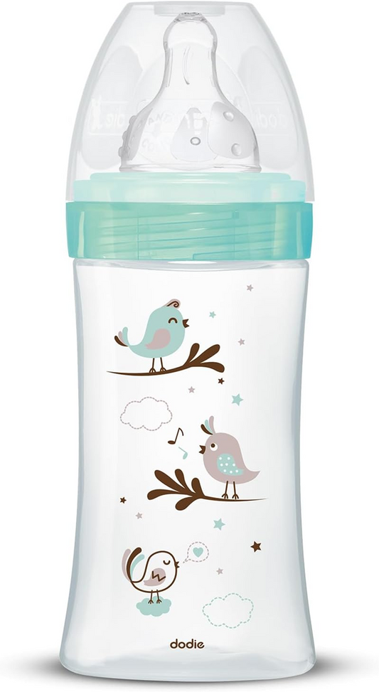 DODIE biberón de vidrio 270 ml 0-6 m tetina 2 flujo medio