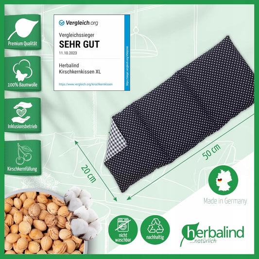 HERBALIND cojín térmico con huesos de cereza XL 900g 50x20cm
