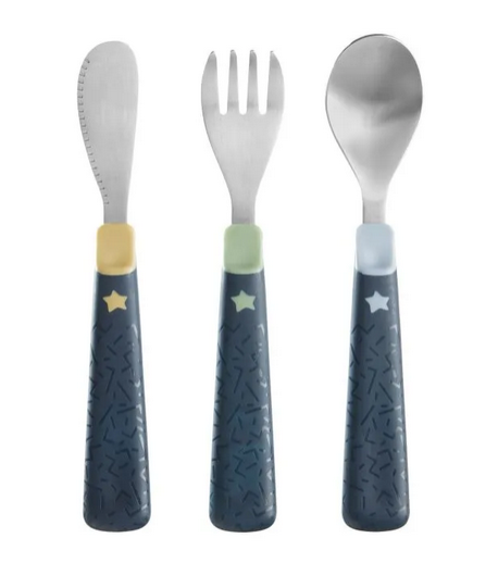 TOMMEE TIPPEE Cubiertos de acero para niños grandes cuchara tenedor cuchillo 16 cm 12 m+