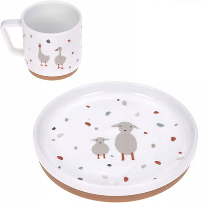 LASSIG Tiny Farmer set de vajilla de porcelana para niños