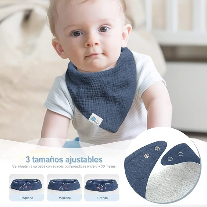 LULU MOON baberos bandana con broche 0-36 meses x5