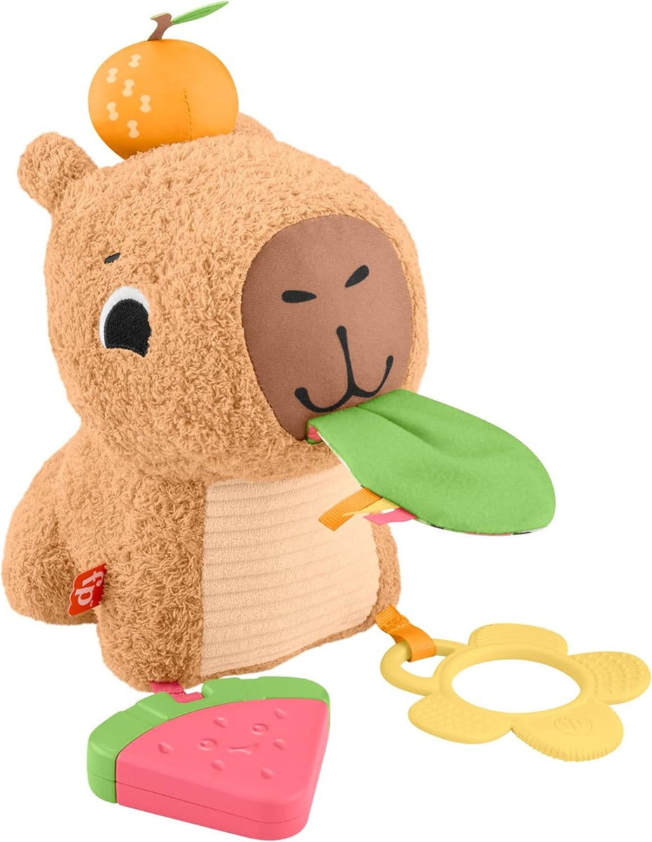 FISHER-PRICE capibara sensorial de peluche con mordedor y sonajero 23,5 cm