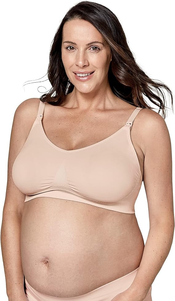 MEDELA KEEP COOL ULTRA biustonosz do karmienia + wkładki S beżowy, bezszwowy i oddychający biustonosz ciążowy