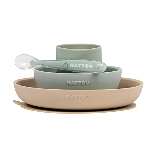 NATTOU conjunto de vajilla de silicona de 4 piezas