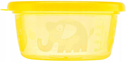 NUBY pojemniki na przekąski 6x300, żółty pojemnik 300 ml do mikrofalówki i zmywarki