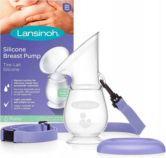 LANSINOH kolektor silikonowy BPA free, uniwersalny odciagacz mleka z paskiem, lekki i przenosny