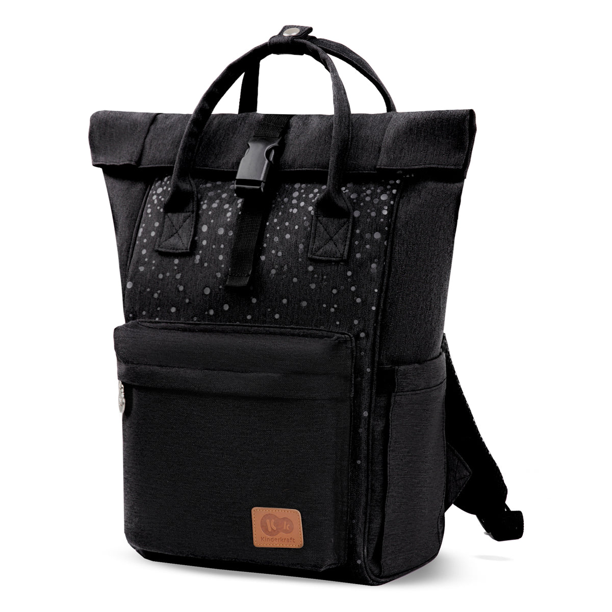 KINDERKRAFT MOONPACK CONFETTI plecak na pieluchy i akcesoria, czarny, do wózka