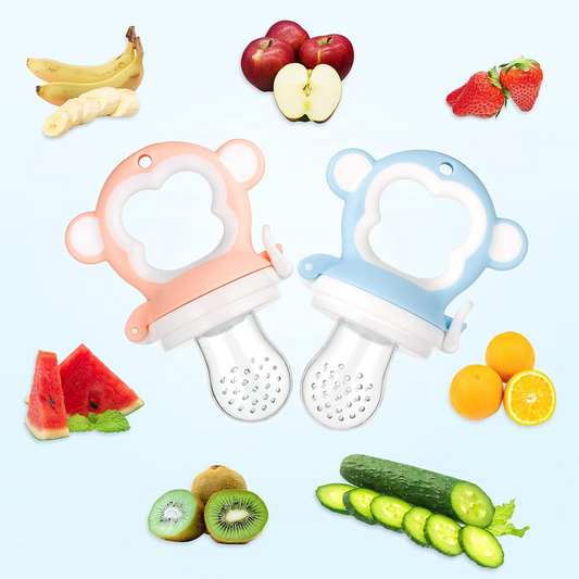 Mordedor dispensador de frutas 2 unidades 6 boquillas + cuchara 90 ml