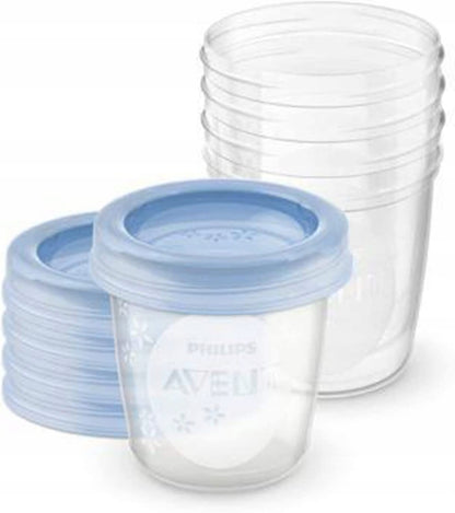 PHILIPS AVENT pojemniki na żywność x5 180ml, niebieskie, szczelne, BPA free, do przechowywania i mrożenia