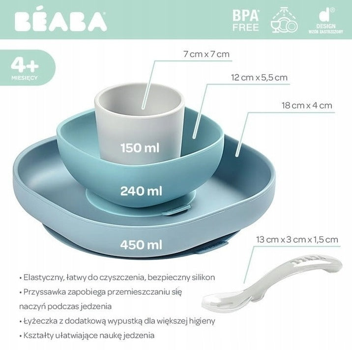 BEABA set de vajilla de silicona con ventosa 4 piezas