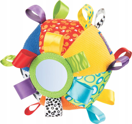 PLAYGRO Loopy Loops pelota sensorial de peluche con espejo y sonajero