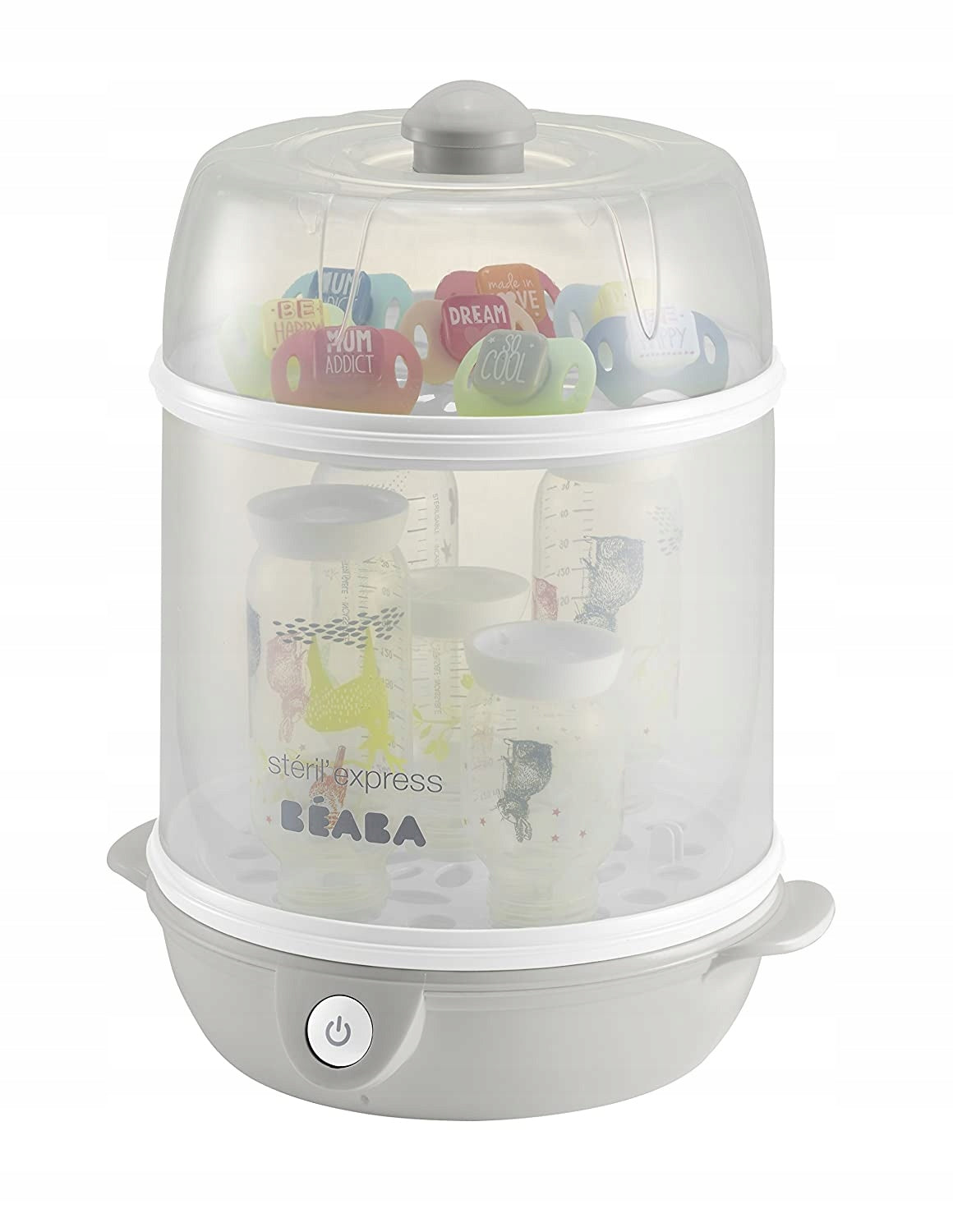 BEABA Steril'Express 2w1 STERYLIZATOR PAROWY - szary sterylizator parowy do butelek i smoczków, szybka sterylizacja