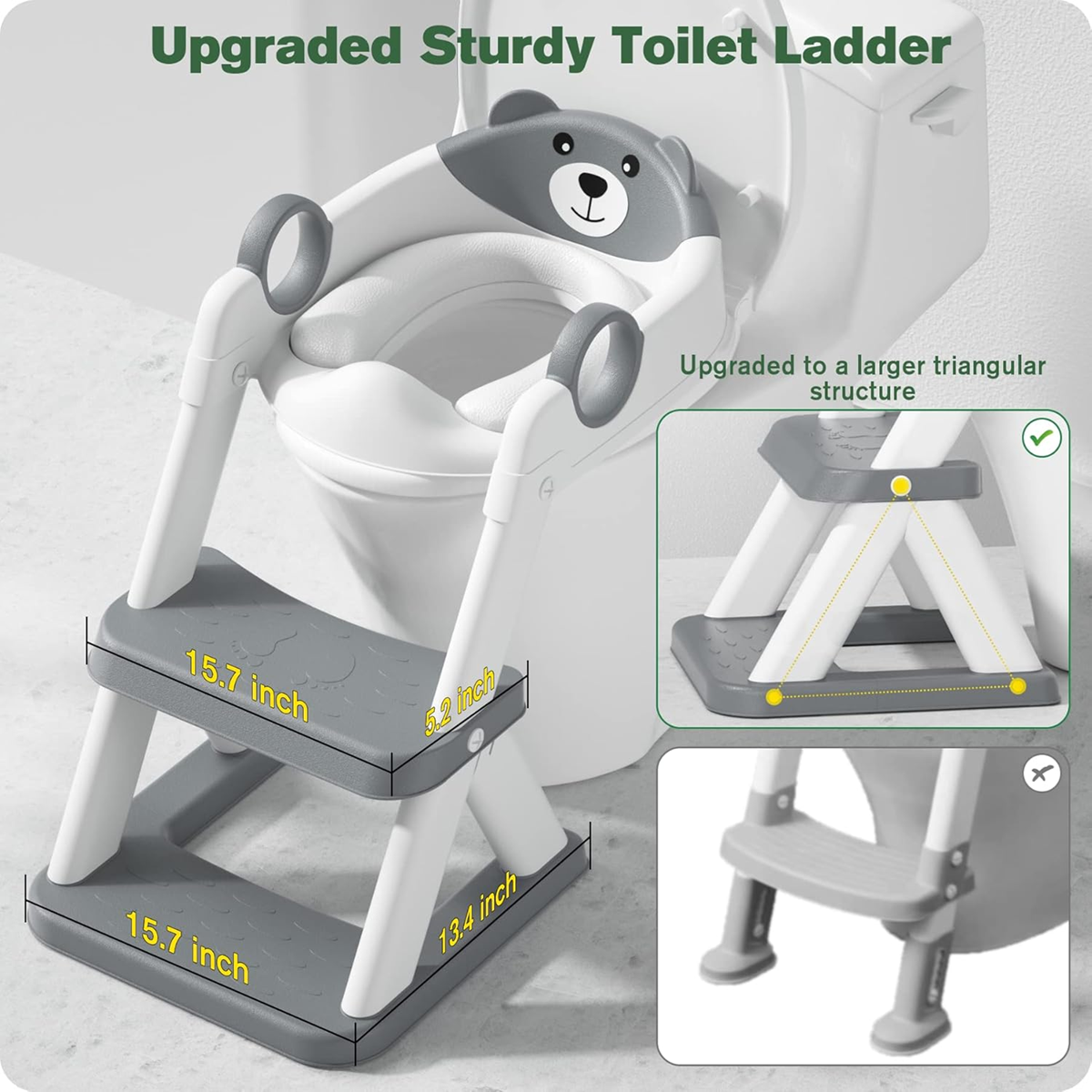 Asiento reductor para inodoro con escalones 2 en 1 para niños