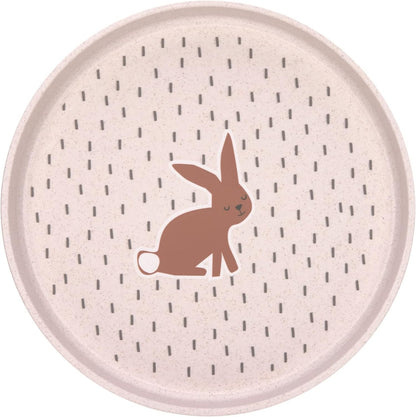 LASSIG talerzyk bez melaminy Little Forest Rabbit 18 cm, różowy talerzyk dla dzieci 6 m+ z antypoślizgowym spodem