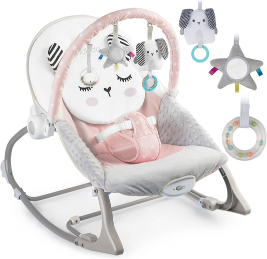 NUKIDO Silla mecedora con vibración hasta 18 kg + arco de juegos con juguetes