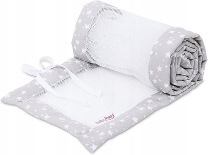 BABYBAY ochraniacz do łóżeczka 149x24, przewiewny ochraniacz siatkowy z gwiazdkami do bezpiecznego snu niemowlęcia