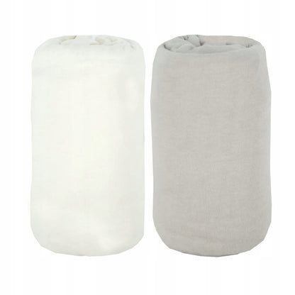 BABY CALIN prześcieradło z gumką x2 140x70, białe i szare, Oeko-Tex