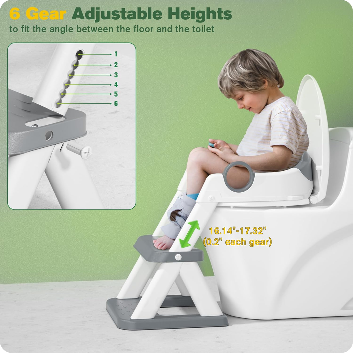 Asiento reductor para inodoro con escalones 2 en 1 para niños