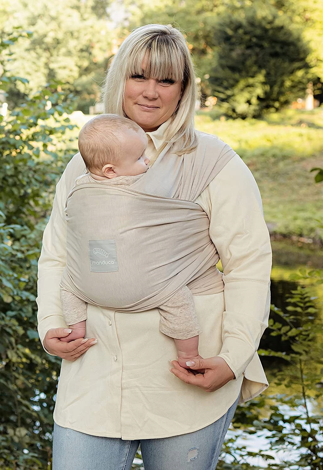 MANDUCA SLING chusta do noszenia dziecka w kolorze pudrowy róż, elastyczna i ekologiczna 100% bawełna dla noworodka